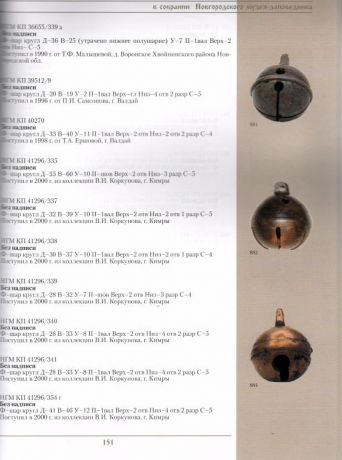 Поддужные, подшейные колокольчики, бубенцы и ботала в собрании Новгородского музея-заповедника
